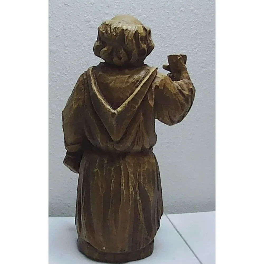 Vtg German hand-carved wooden beer-brewing Franciscan monk 10